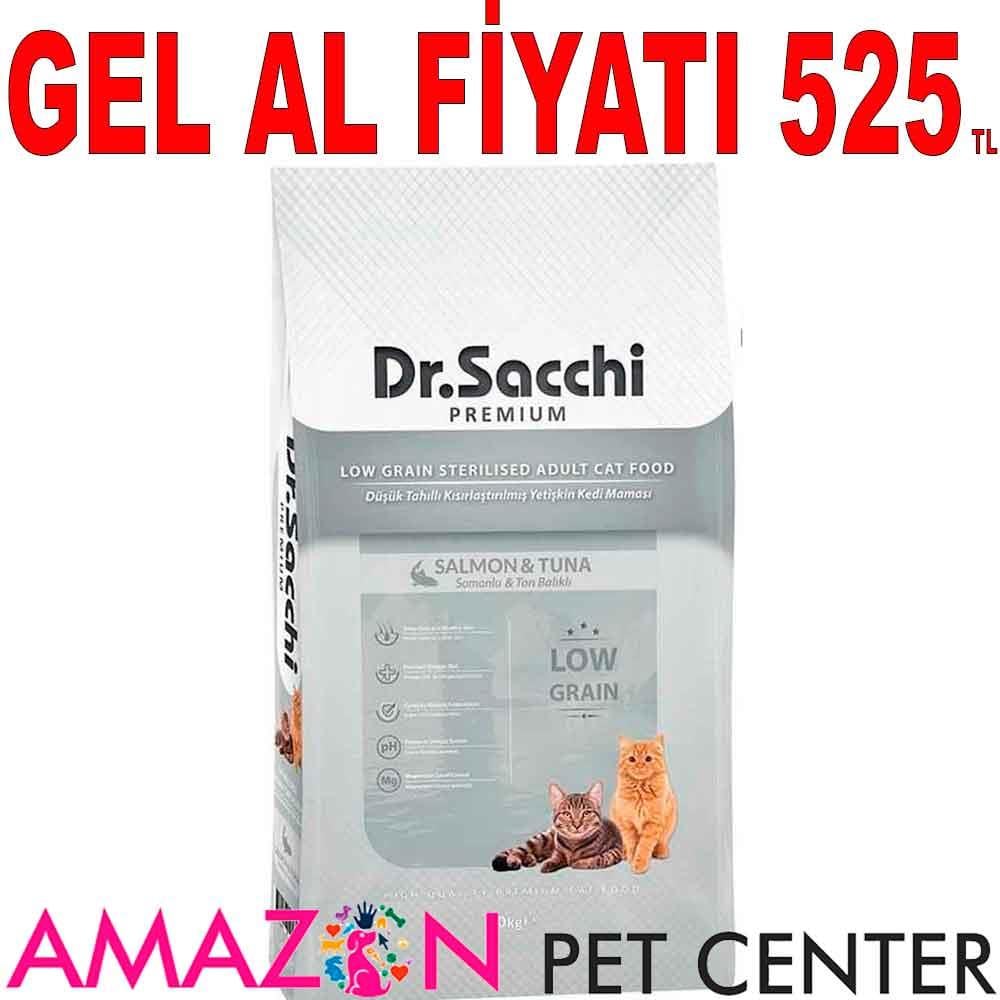 Dr Sacchi Düşük Tahıllı Somonlu Kısır Kedi Maması 10 KG 18229004 Amazon Pet Center