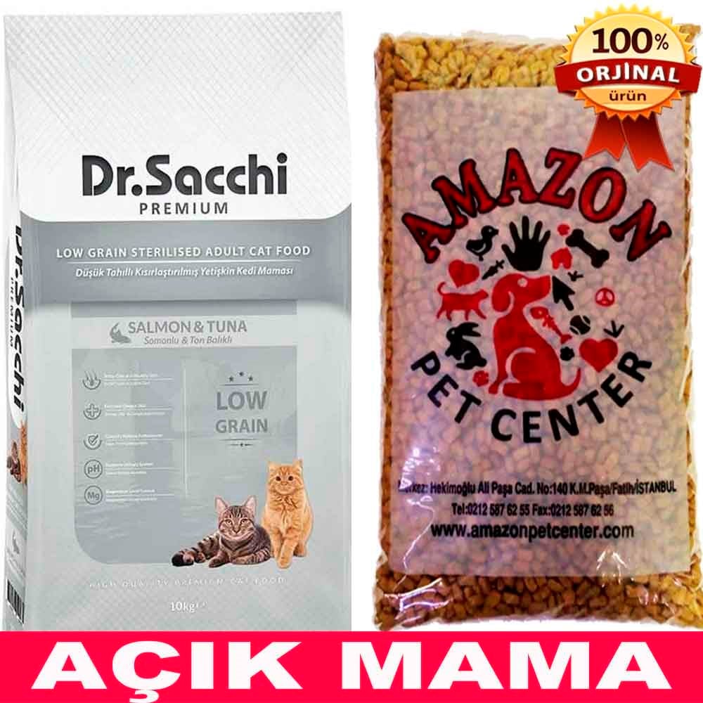 Dr Sacchi Düşük Tahıllı Somonlu Kısır Kedi Maması Açık 1 Kg 32125320 Dr Sacchi Açık Kedi Maması Amazon Pet Center