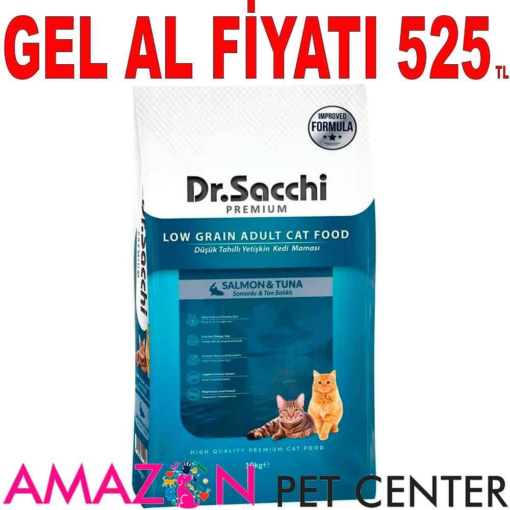 Dr Sacchi Düşük Tahıllı Somonlu ve Ton Balıklı Kedi Maması 10 Kg 21274008 Amazon Pet Center