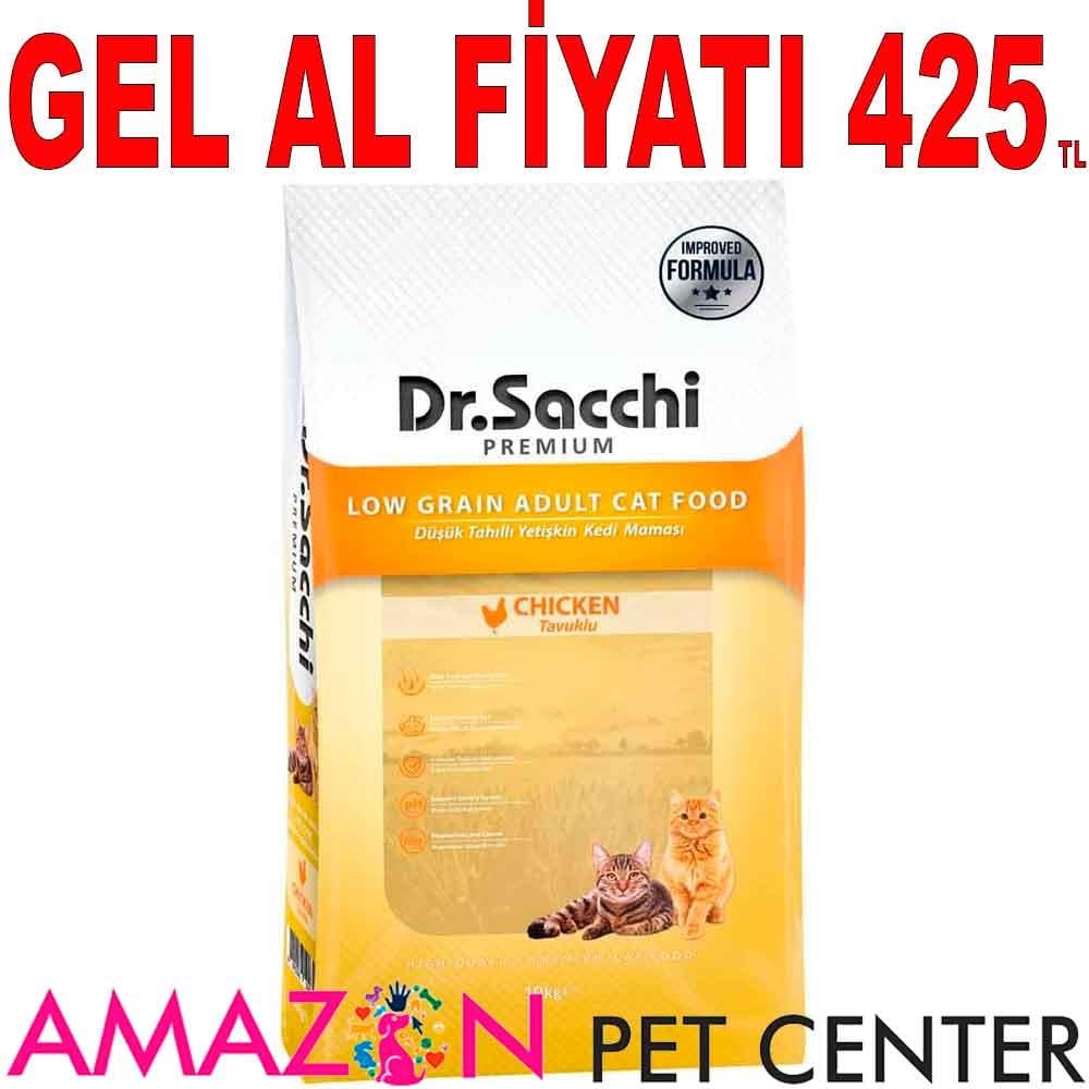 Dr Sacchi Düşük Tahıllı Tavuklu Kedi Maması 10 Kg 21272004 Amazon Pet Center