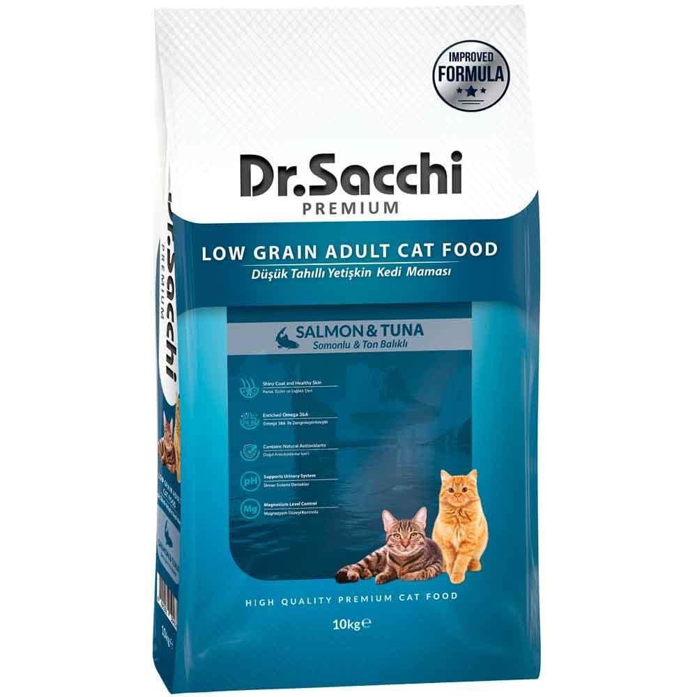 Dr Sacchi Kedi Maması Düşük Tahıllı Somonlu ve Ton Balıklı 10 Kg 8690286594670 Amazon Pet Center
