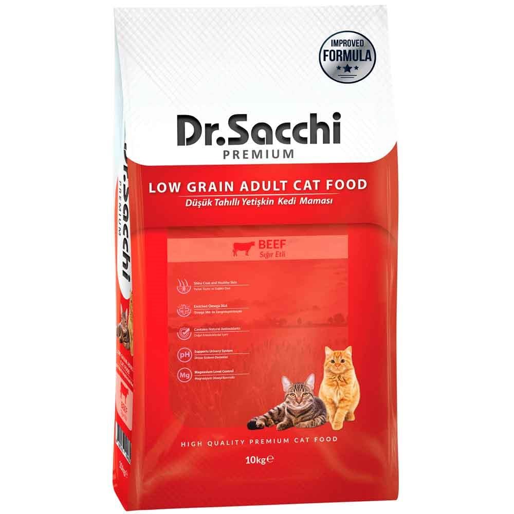 Dr Sacchi Kedi Maması Premium Düşük Tahıllı Sığır Etli 10 Kg 8690286594656 Amazon Pet Center