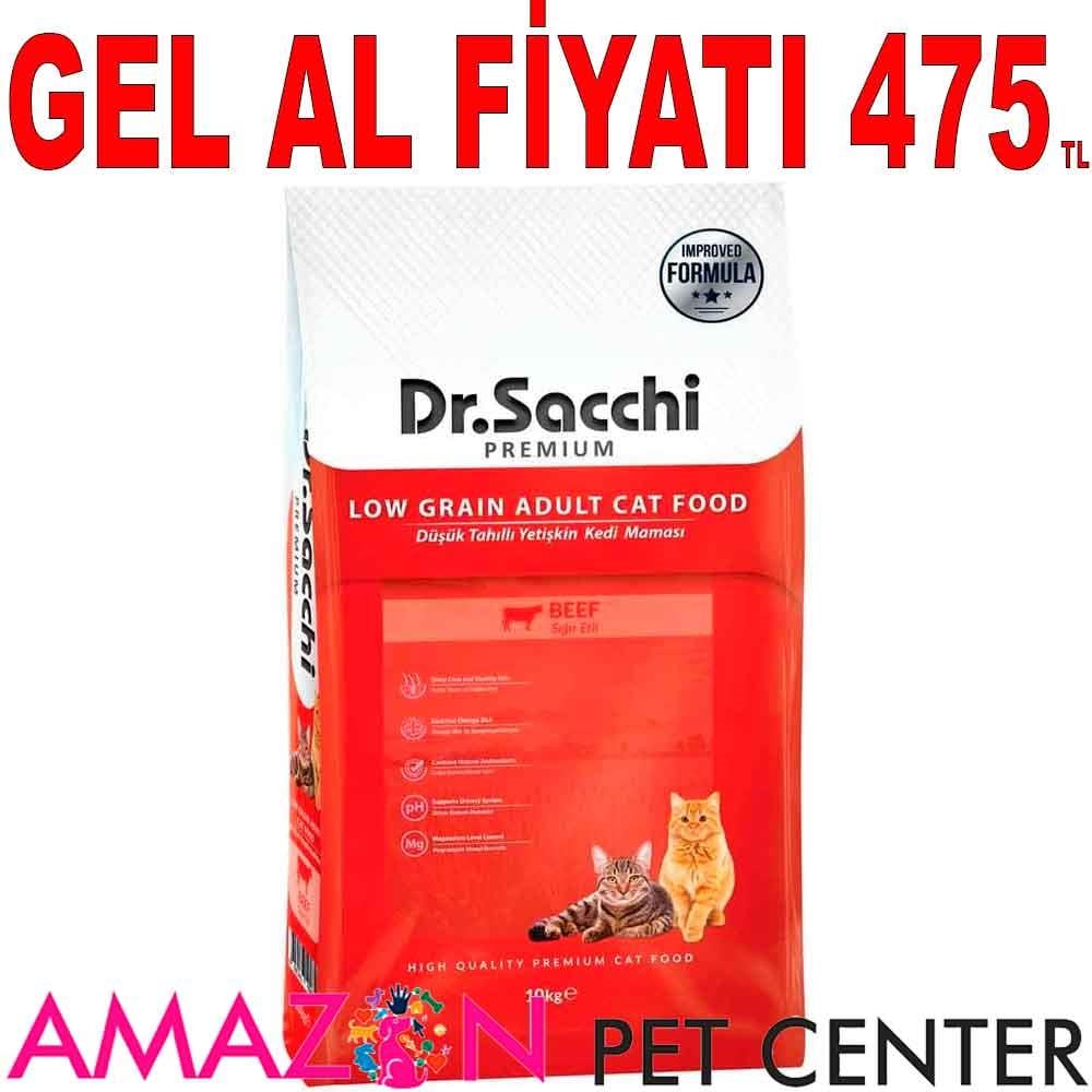 Dr Sacchi Premium Düşük Tahıllı Sığır Etli Kedi Maması 10 Kg 21276002 Amazon Pet Center