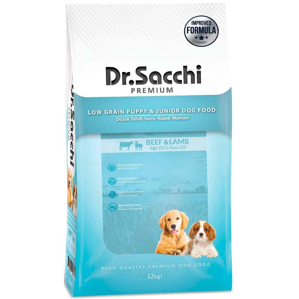 Dr Sacchi Yavru Köpek Maması Düşük Tahıllı Sığır Etli ve Kuzu Etli 12 Kg 8690286594731 Amazon Pet Center