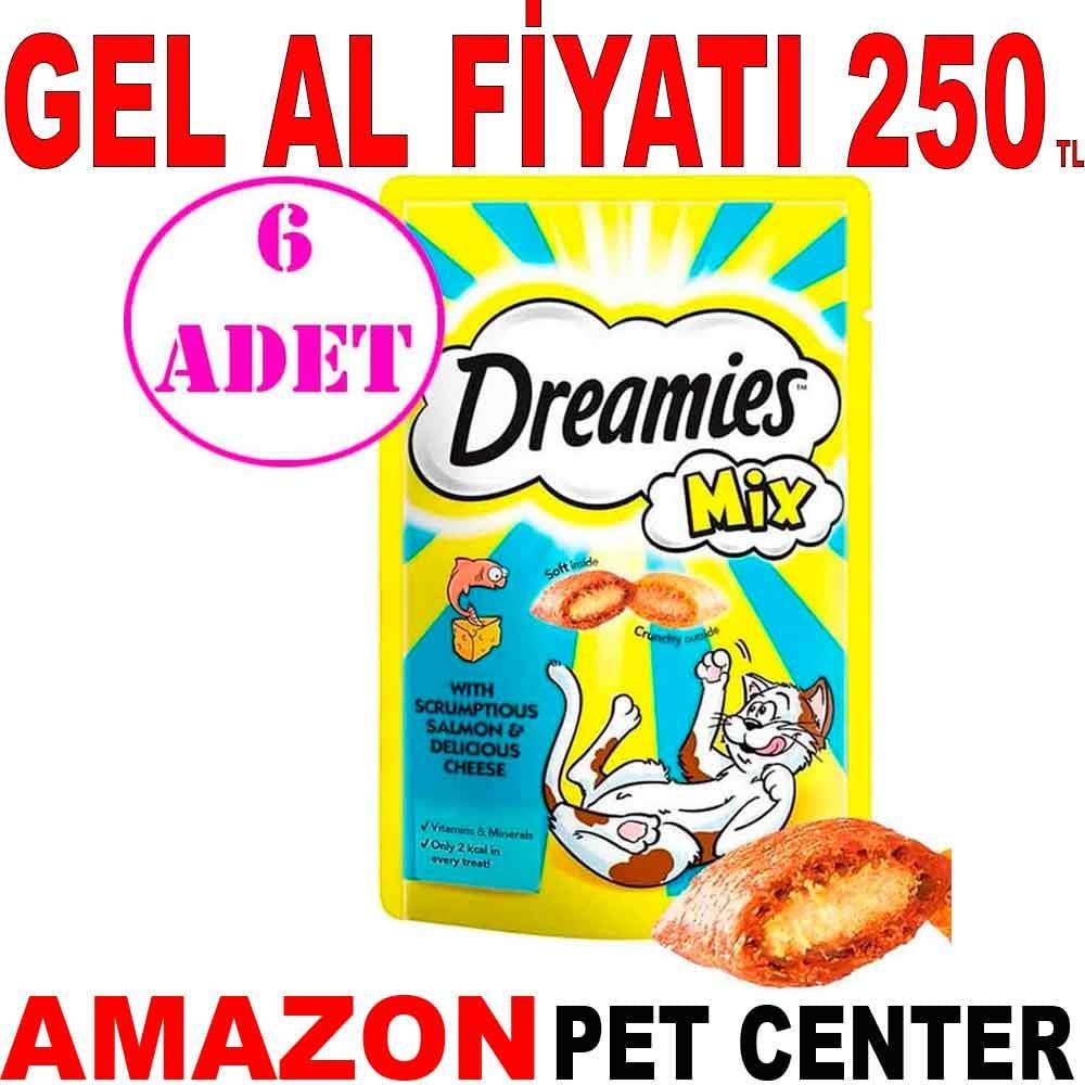 Dreamies Kedi Ödülü Mix Somonlu Peynirli 60 gr 6 AD 18238006 Amazon Pet Center