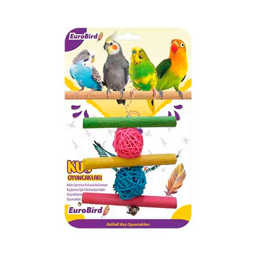 EuroBird Renkli Üç Basamaklı Tahta Merdiven Salıncak Kuş Oyuncağı 8681144136279 Amazon Pet Center