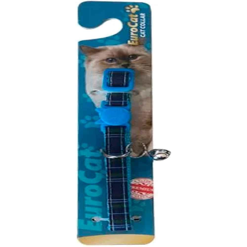 Eurocat Kedi Boyun Tasması Ekose Desenli Mavi 28 cm 8681144195634 Amazon Pet Center