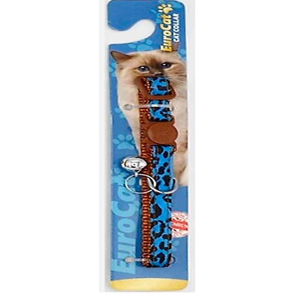 Eurocat Kedi Boyun Tasması Leopar Desenli Mavi 28 cm 8681144195184 Amazon Pet Center