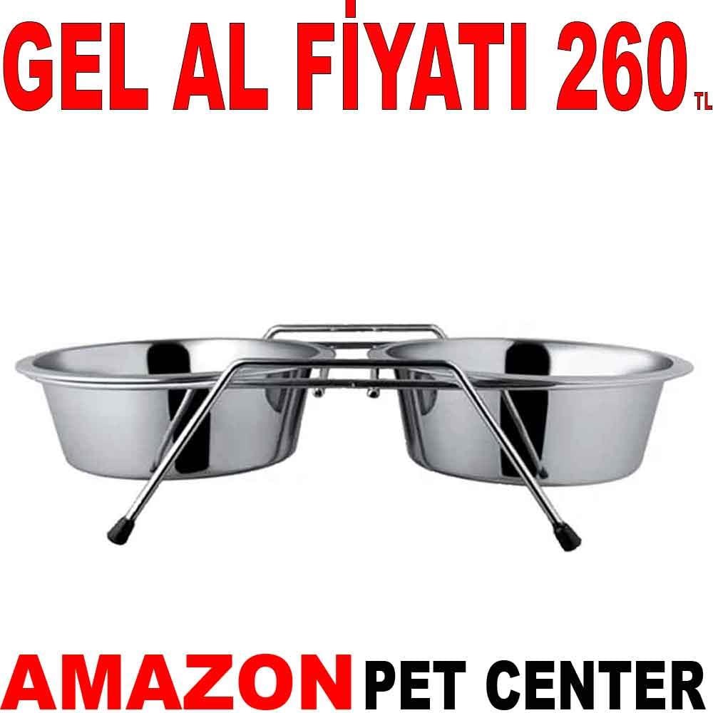 EuroDog Ayaklı İkili Metal Mama Kabı 16,5 cm Çap 22187000 Amazon Pet Center