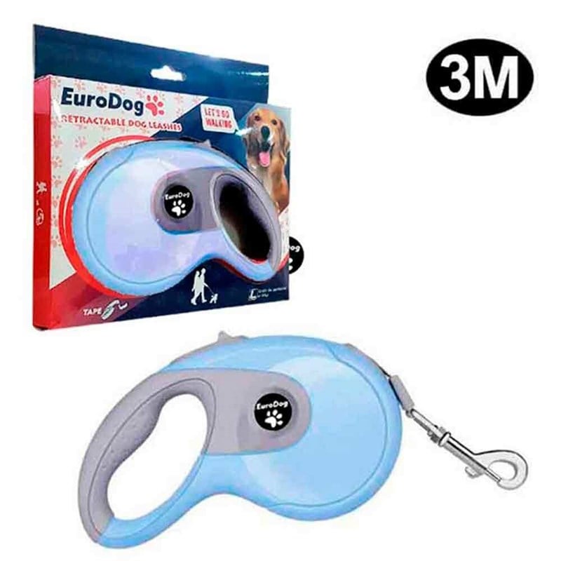 EuroDog Otomatik Şerit Köpek Gezdirme Tasması 3 Mt Gri-Mavi 8681144191148 EuroCat Otomatik Köpek Tasmaları Amazon Pet Center