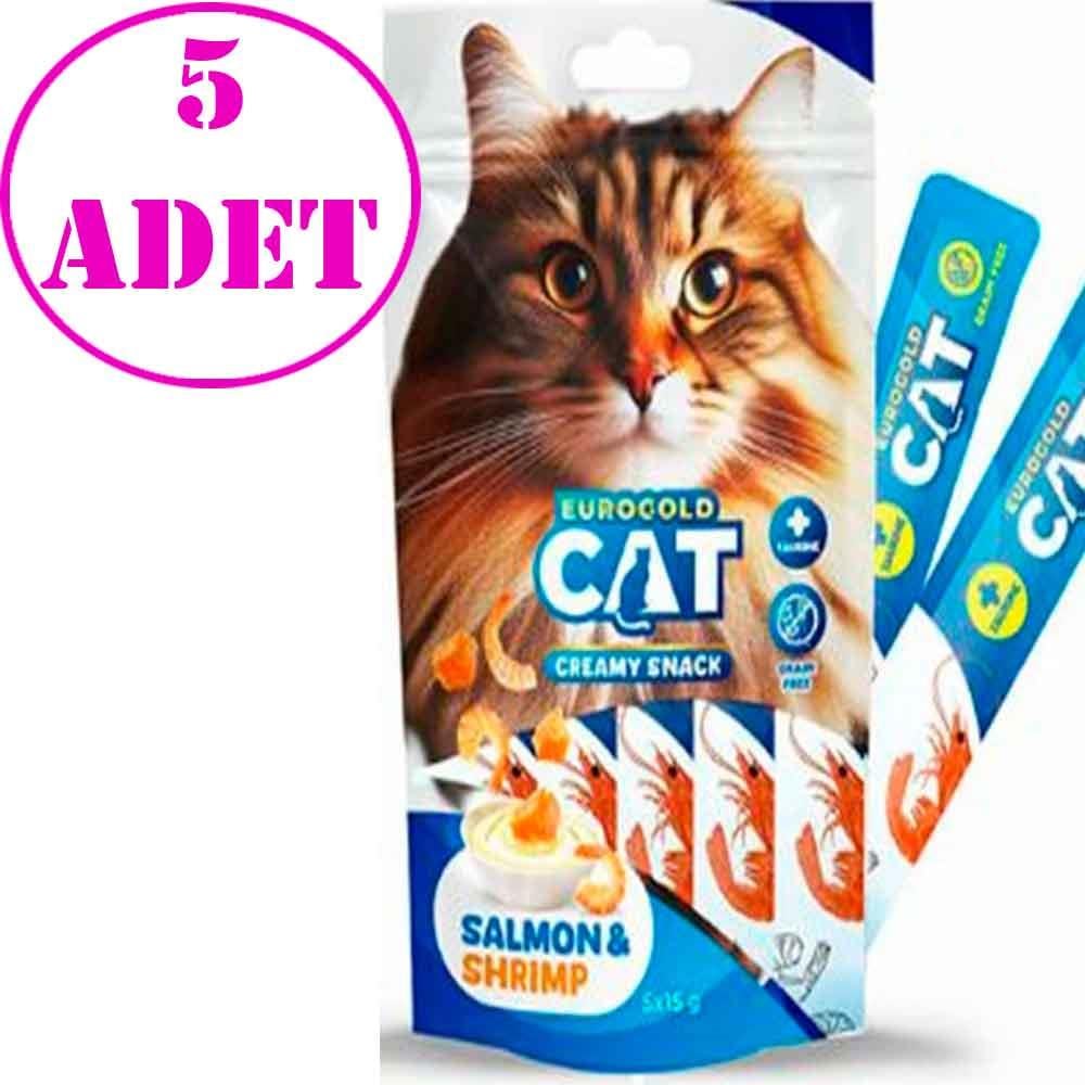 EuroGold Cat Sıvı Kedi Ödülü Somon-Karides 5x15 Gr 5 AD 21379000 Amazon Pet Center