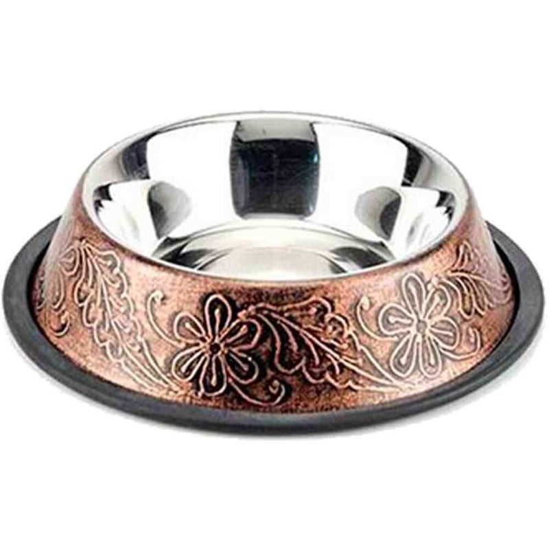 Eurogold Çelik Mama Kabı Bakır Kaplama Desenli 64oz 8699004269227 Euro Gold Çelik Köpek Mama Ve Su Kapları Amazon Pet Center