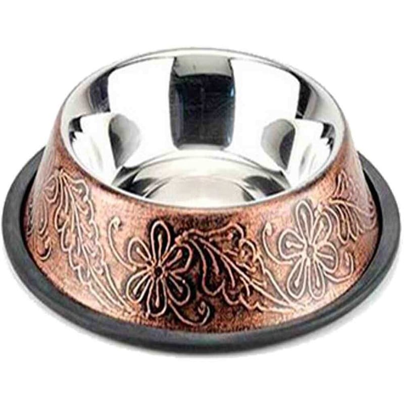 Eurogold Çelik Mama Kabı Bakır Kaplama Desenli 96oz 8699004269234 Euro Gold Çelik Köpek Mama Ve Su Kapları Amazon Pet Center