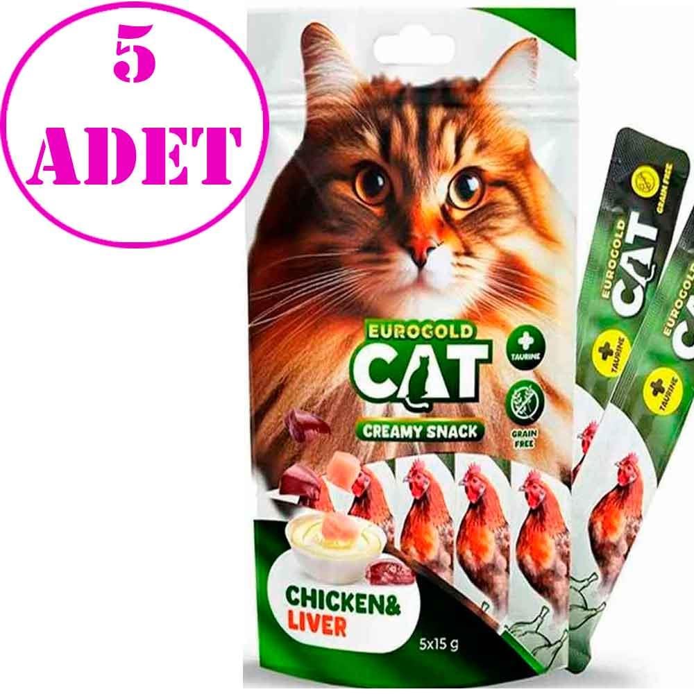 Eurogold Tavuk ve Ciğerli Sıvı Kedi Ödülü 15 Gr 5'li PK 5 AD 21363009 Amazon Pet Center