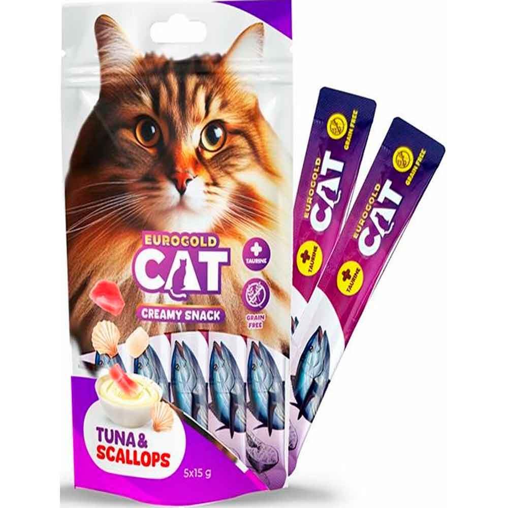 Eurogold Ton Balığı ve Deniz Taraklı Sıvı Kedi Ödülü 5x15 Gr 8681144151630 Amazon Pet Center