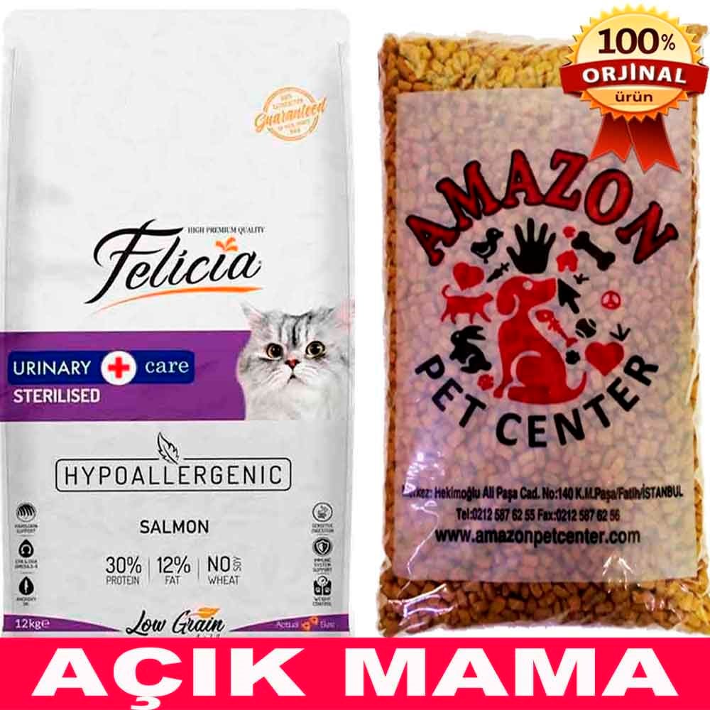 Felicia Düşük Tahıllı Sterilised Somonlu Kedi Maması Açık 1 Kg 32105056 Felicia Açık Kedi Maması Amazon Pet Center