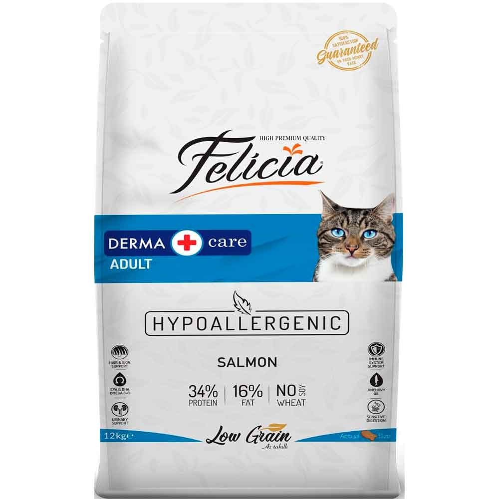 Felicia Kedi Maması Az Tahıllı Somonlu 12 Kg  8681299601318 Felicia Yetişkin Kedi Mamaları Amazon Pet Center