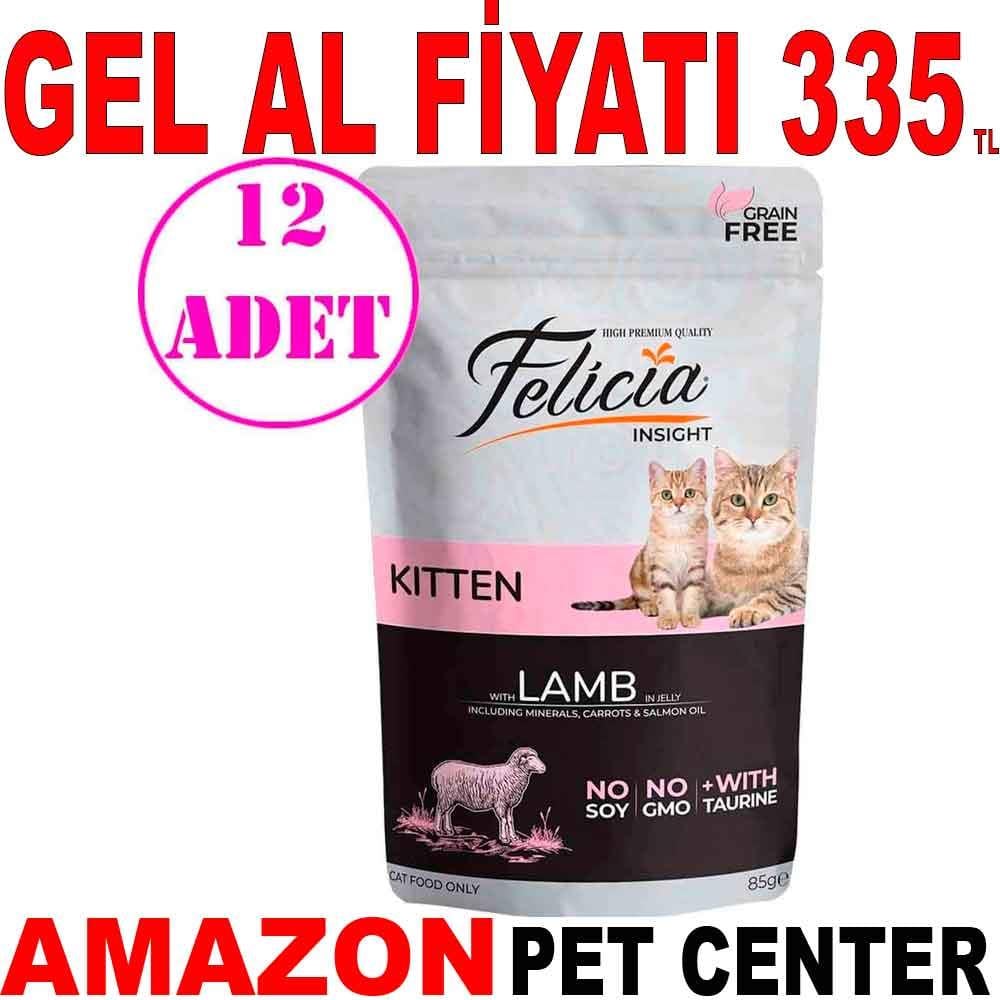 Felicia Kitten Yaş Kedi Maması Tahılsız Kuzu Etli 85 gr 12 AD 18849004 Amazon Pet Center