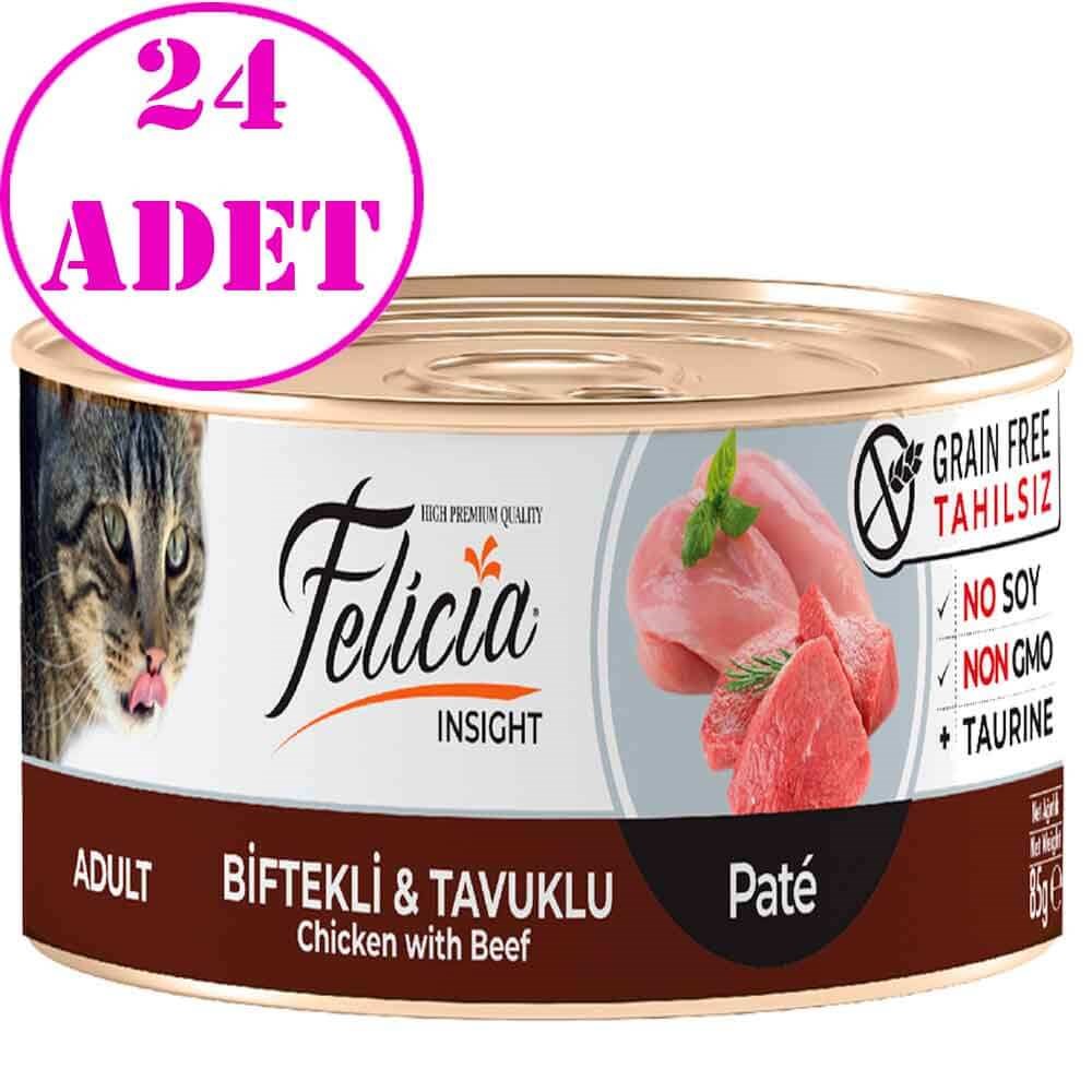 Felicia Tahılsız Biftekli Tavuklu Kıyılmış Yaş Kedi Maması 85 Gr 24 AD 32126143 Felicia Koli Kedi Konserve Mamaları Amazon Pet Center