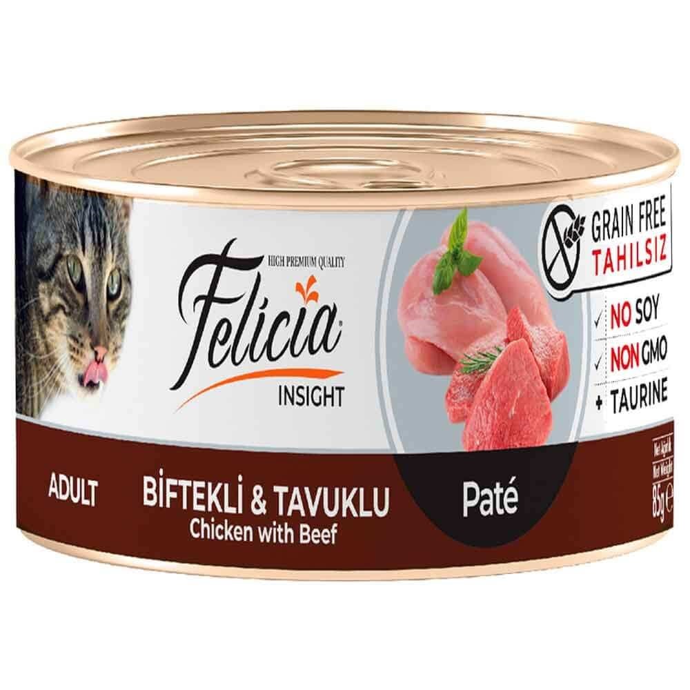 Felicia Tahılsız Biftekli Tavuklu Kıyılmış Yaş Kedi Maması 85 Gr 8681299609116 Felicia Yetişkin Kedi Konserve Mamaları Amazon Pet Center