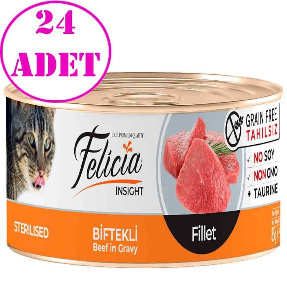 Felicia Tahılsız Sterilised Biftek Filetolu Yaş Kedi Maması 85 Gr 24 AD 32126198 Felicia Koli Kedi Konserve Mamaları Amazon Pet Center