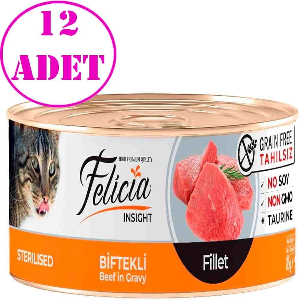 Felicia Tahılsız Sterilised Biftek Filetolu Yaş Kedi Maması 85 Gr 12 AD 20396008 Amazon Pet Center