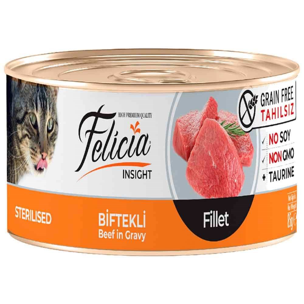 Felicia Tahılsız Sterilised Biftek Filetolu Yaş Kedi Maması 85 Gr 8681299609062 Felicia Yetişkin Kedi Konserve Mamaları Amazon Pet Center
