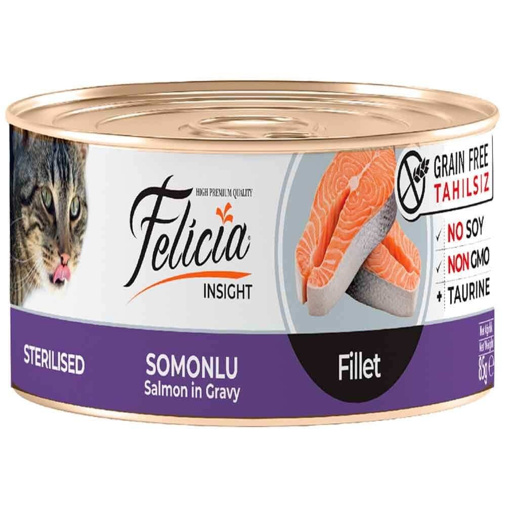 ​Felicia Tahılsız Sterilised Somon Filetolu Yaş Kedi Maması 85 Gr 8681299609048 Felicia Yetişkin Kedi Konserve Mamaları Amazon Pet Center