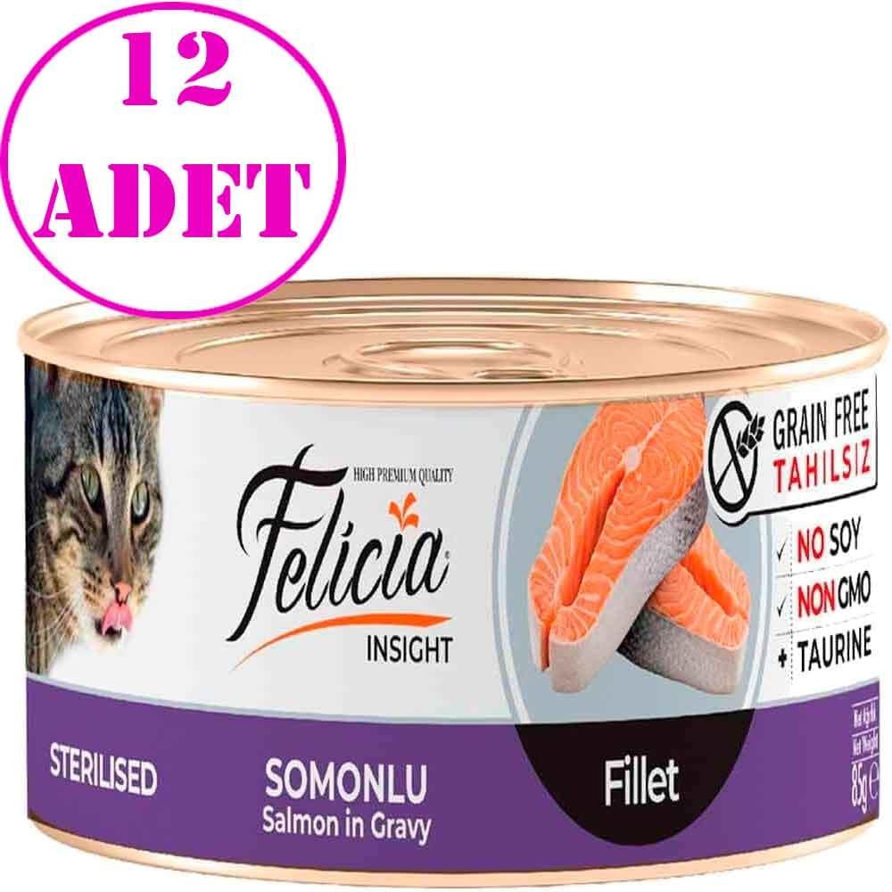 Felicia Tahılsız Sterilised Somon Filetolu Yaş Kedi Maması 85 Gr 12 AD 20392000 Amazon Pet Center