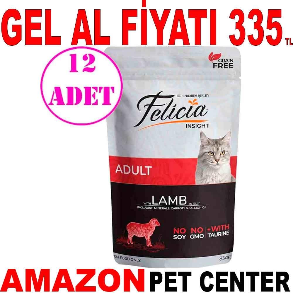 Felicia Yaş Kedi Maması Tahılsız Kuzu Etli 85 gr 12 AD 18851007 Amazon Pet Center