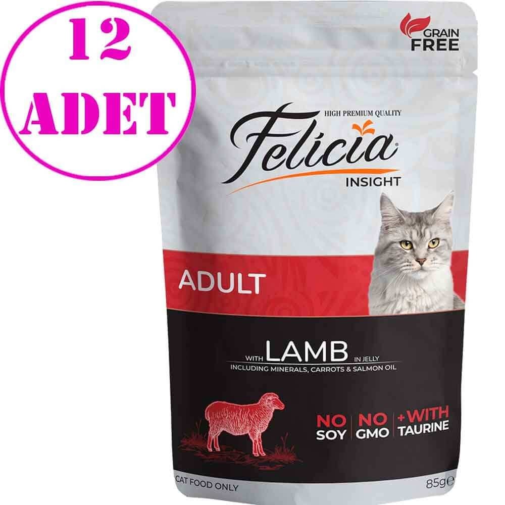 Felicia Yaş Kedi Maması Tahılsız Kuzu Etli 85 gr 12 AD 32127003 Felicia Yetişkin Kedi Konserve Mamaları Amazon Pet Center
