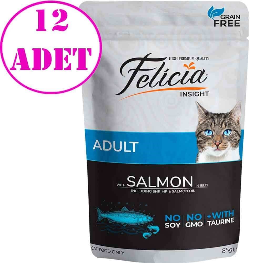 Felicia Yaş Kedi Maması Tahılsız Somonlu 85 gr 12 AD 32126990 Felicia Yetişkin Kedi Konserve Mamaları Amazon Pet Center
