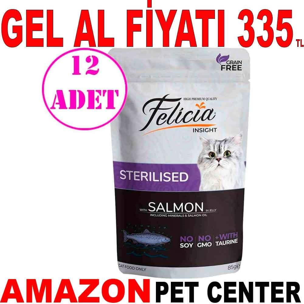 Felicia Yaş Kedi Maması Tahılsız Sterilised Somonlu 85 gr 12 AD 18852004 Amazon Pet Center