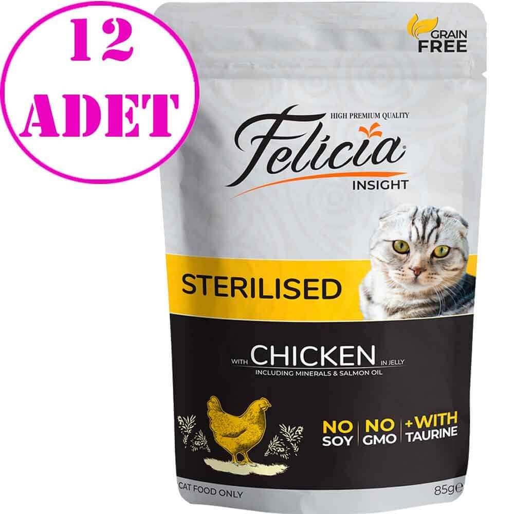 Felicia Yaş Kedi Maması Tahılsız Sterilised Tavuklu 85 gr 12 AD 32127027 Felicia Yetişkin Kedi Konserve Mamaları Amazon Pet Center