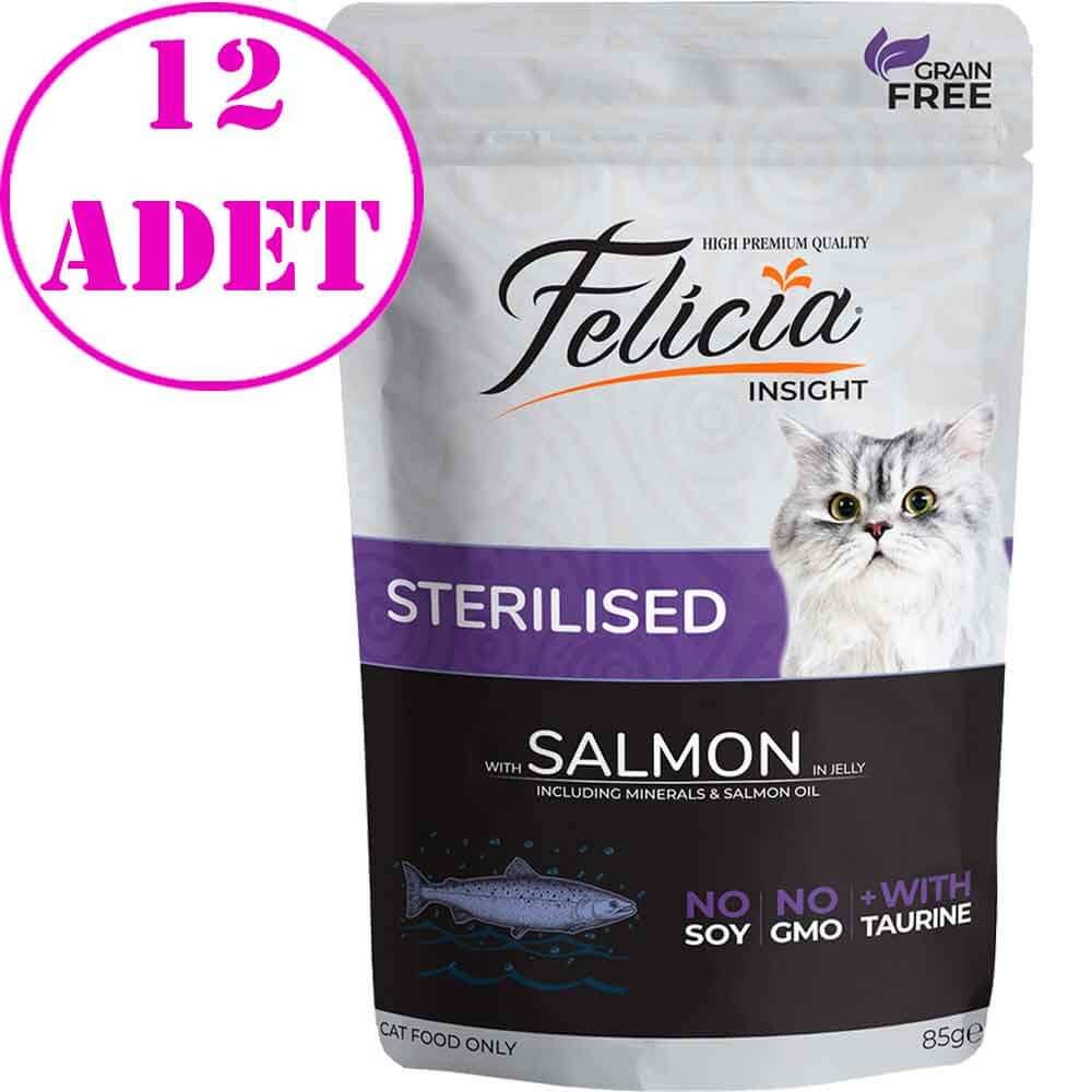 Felicia Yaş Kedi Maması Tahılsız Sterilised Somonlu 85 gr 12 AD 32127010 Felicia Yetişkin Kedi Konserve Mamaları Amazon Pet Center