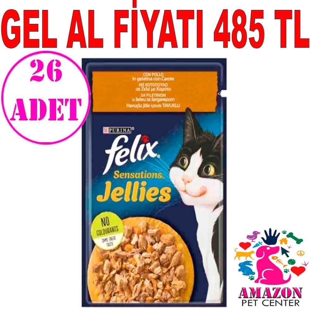 Felix Sensations Tavuklu ve Havuçlu Yaş Kedi Maması 85 gr 26 AD 20042004 Amazon Pet Center