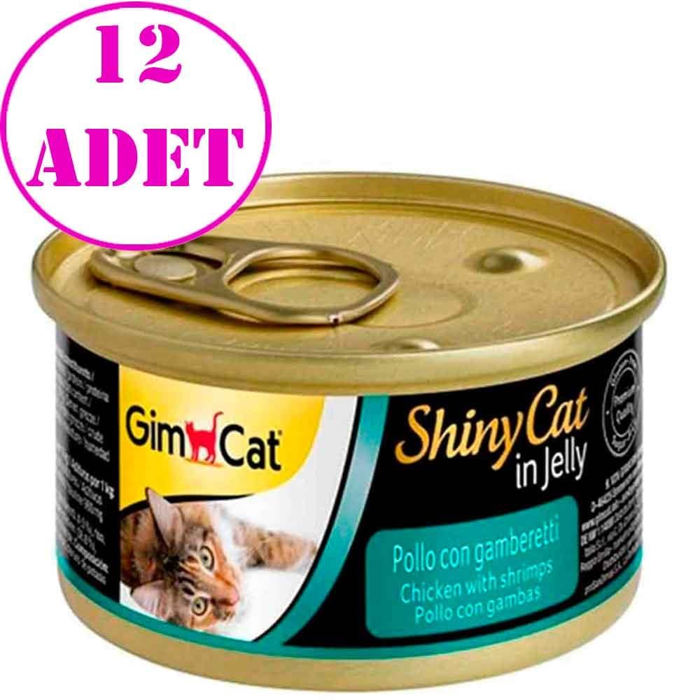 Gimcat Shiny Cat Jel içinde Tavuk ve Karidesli Konserve 70 gr 12 AD 20115005 Amazon Pet Center