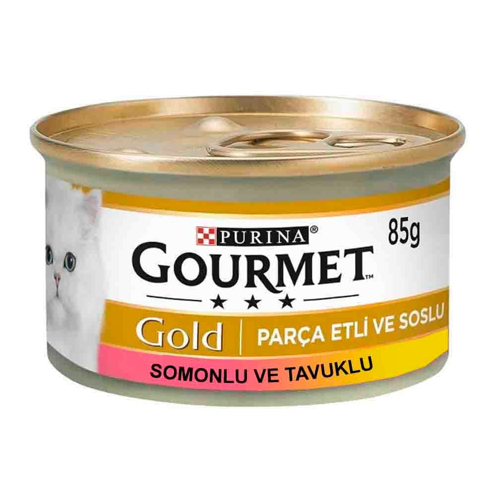 Gourmet Gold Parça Etli Soslu Somonlu ve Tavuklu Kedi Konservesi 85 gr 7613032815318 Gourmet Yetişkin Kedi Konserve Mamaları Amazon Pet Center