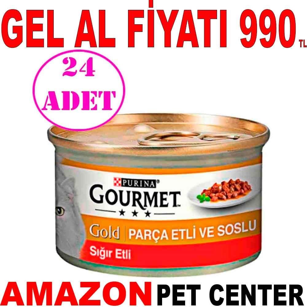 Gourmet Gold Parça Sığır Etli Kedi Konservesi 85 gr 24 ADET 18297003 Amazon Pet Center