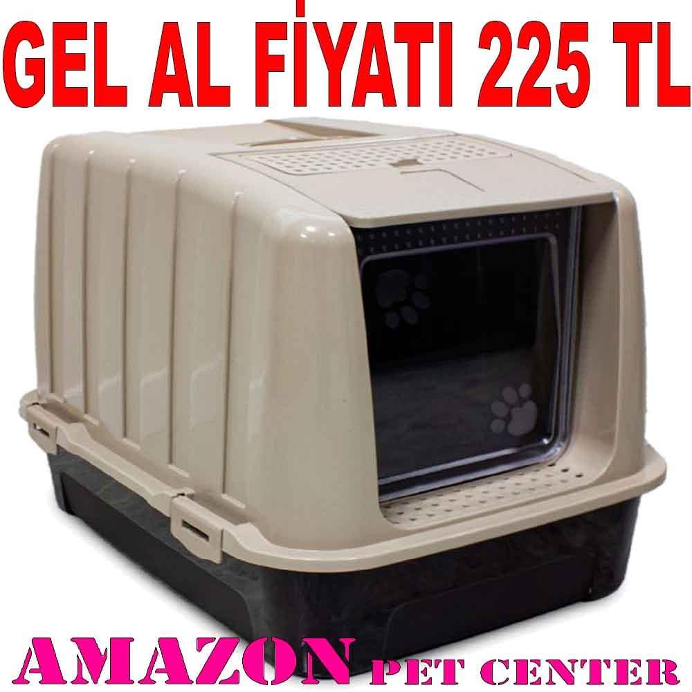 Irak Plastik Kapalı Kedi Tuvaleti Bej 19916002 Amazon Pet Center