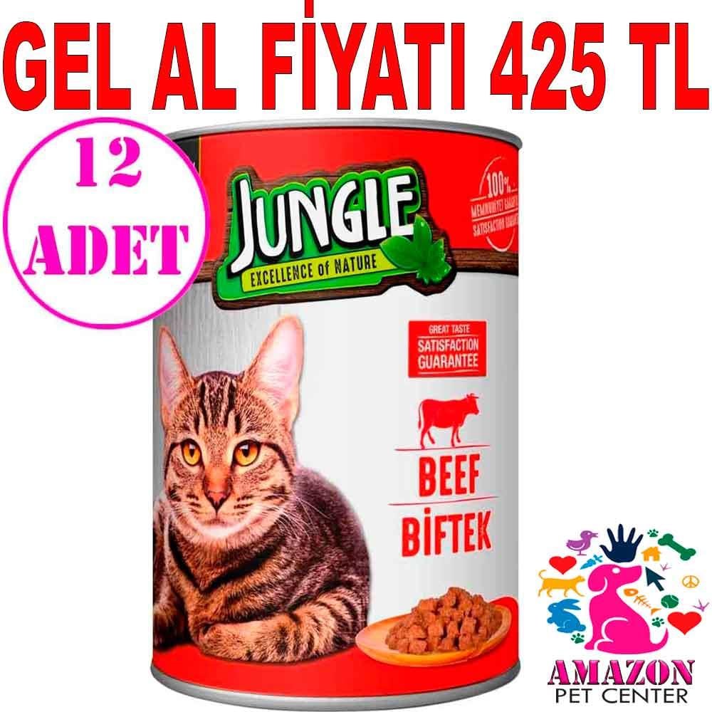 Jungle Kedi Konservesi Biftekli 415 GR 12 AD 18858006 Amazon Pet Center