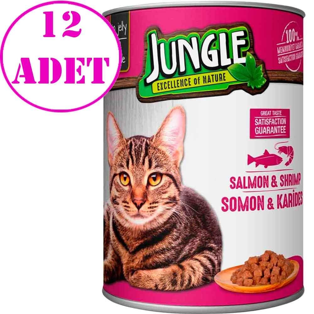 Jungle Kedi Konservesi Somonlu Karidesli 415 GR 12 AD 18853001 Amazon Pet Center