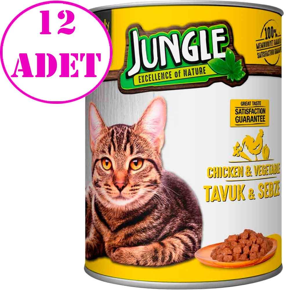 Jungle Kedi Konservesi Tavuklu Sebzeli 415 GR 12 AD 18859003 Amazon Pet Center
