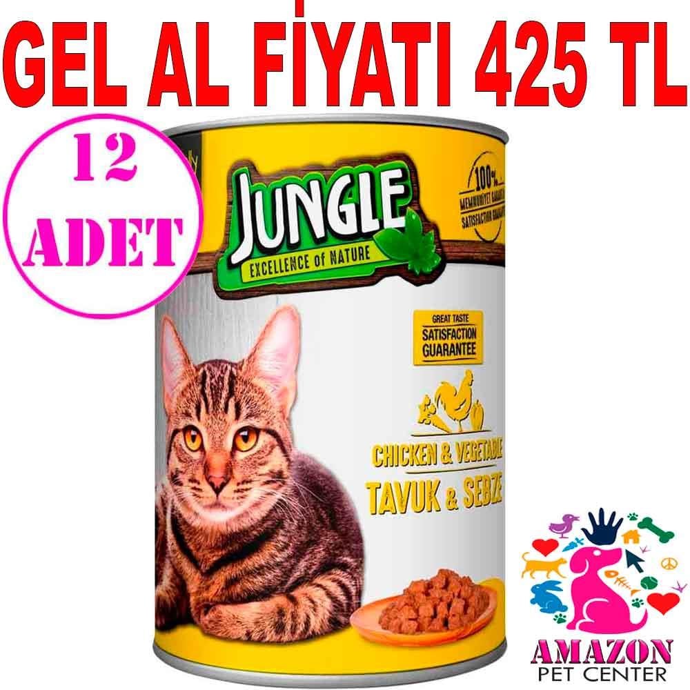 Jungle Kedi Konservesi Tavuklu Sebzeli 415 GR 12 AD 18860009 Amazon Pet Center