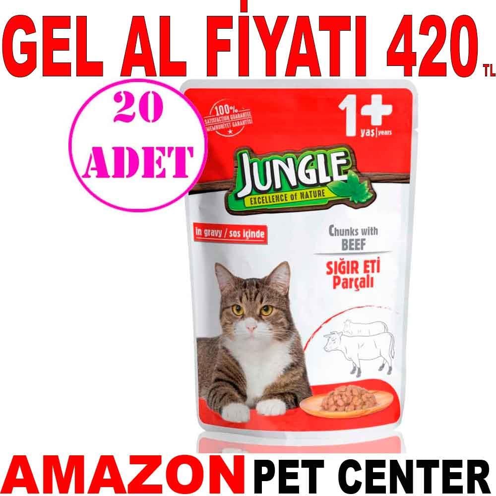 Jungle Kedi Yaş Mama Biftekli 100 Gr 20 AD 19089003 Amazon Pet Center