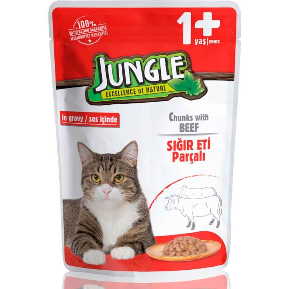 Jungle Kedi Yaş Mama Biftekli Jelli 100 Gr 8681299031115 Amazon Pet Center