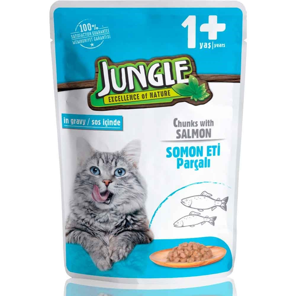 Jungle Kedi Yaş Mama Somonlu Jelli 100 Gr 8681299013906 Amazon Pet Center