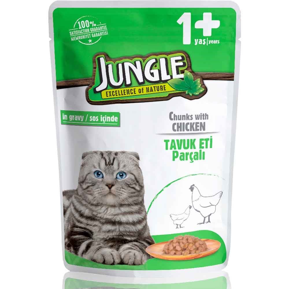 Jungle Kedi Yaş Mama Tavuklu Jelli 100 Gr 8681299031108 Amazon Pet Center