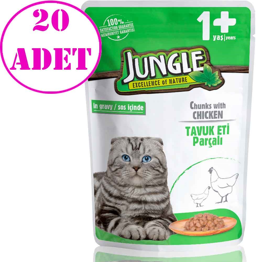 Jungle Kedi Yaş Mama Tavuklu Jelli 100 Gr 20 AD 32113358 Amazon Pet Center