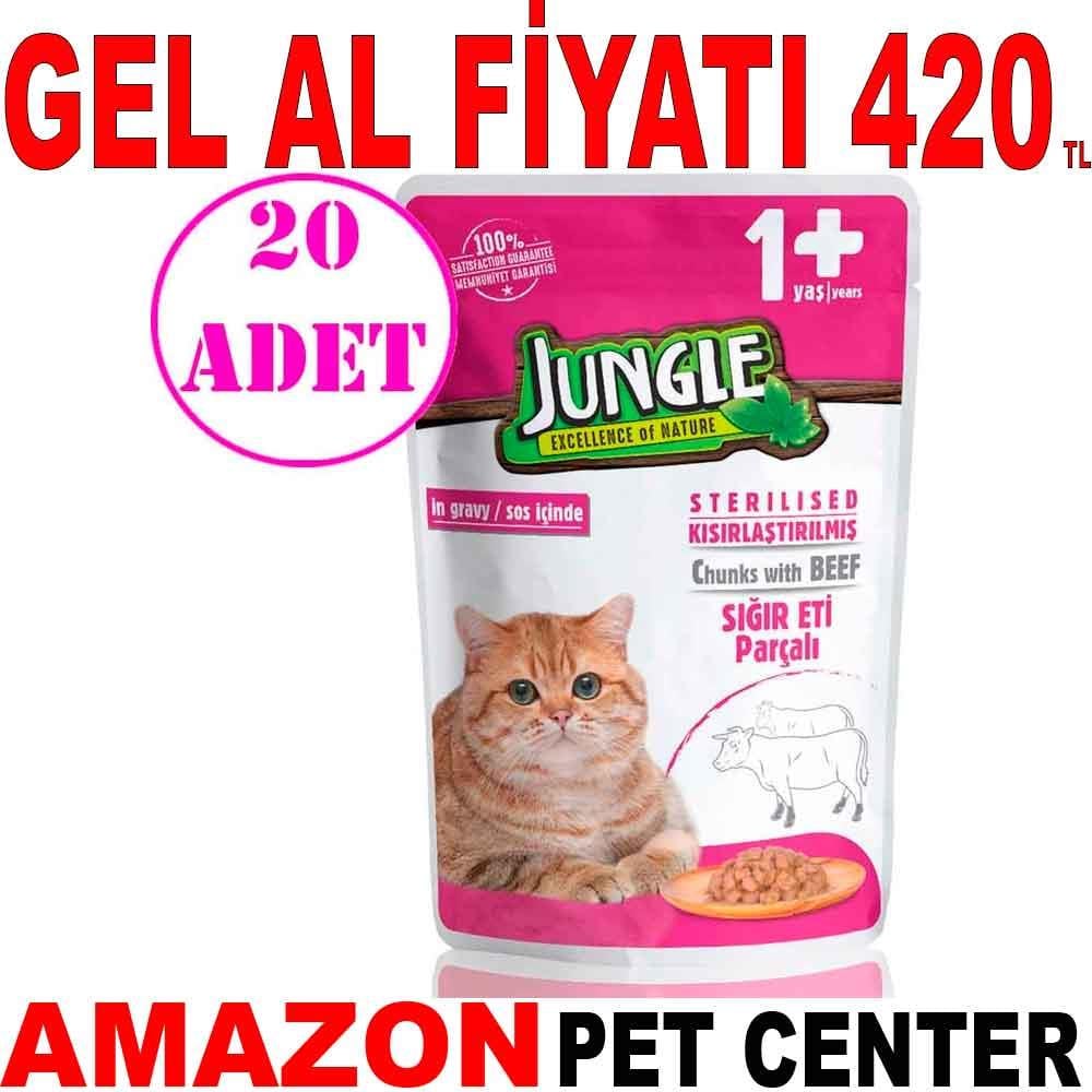 Jungle Kısır Kedi Konservesi Biftekli 100 Gr 20 AD 19087009 Amazon Pet Center